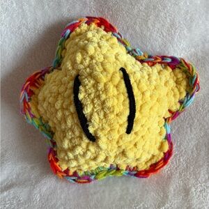 Yellow Star Plush Toy with Rainbow Trim